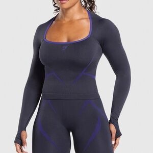 NEW Gymshark Apex Lift Seamless Long Sleeve Crop Top Small Body Fit Blue